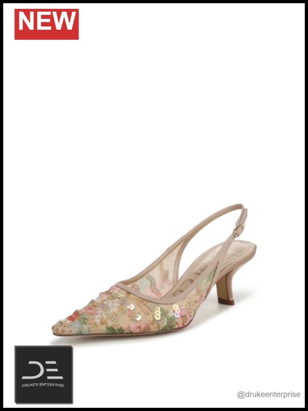 Pointed Toe Kitten Heel Slingback Pumps with Buckle